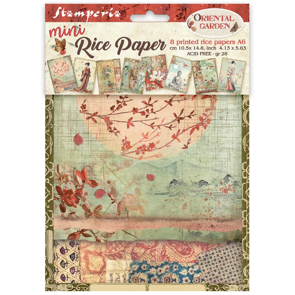 Printed Mini Rice Paper A6 8 Sheets For Art And Craft - Oriental Garden