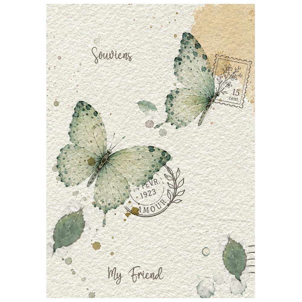 Printed Mini Rice Paper A6 8 Sheets For Art And Craft - Flowers And Poems