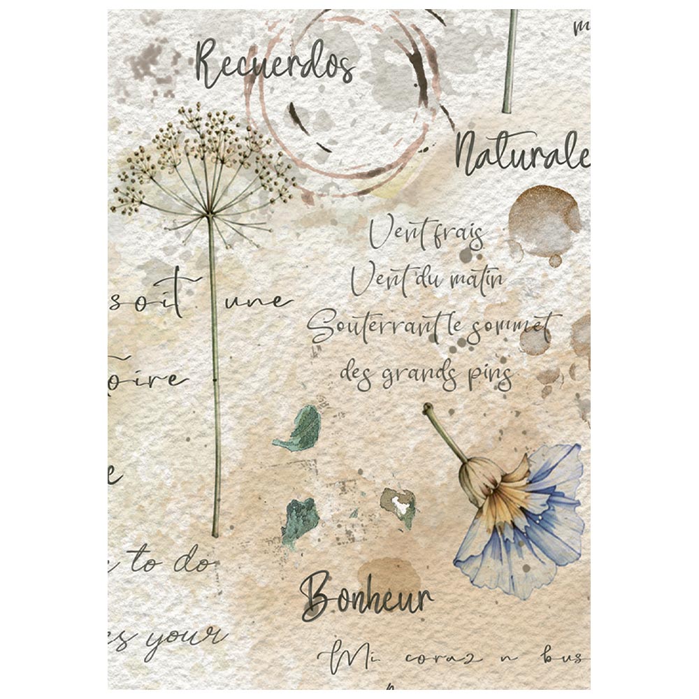 Printed Mini Rice Paper A6 8 Sheets For Art And Craft - Flowers And Poems