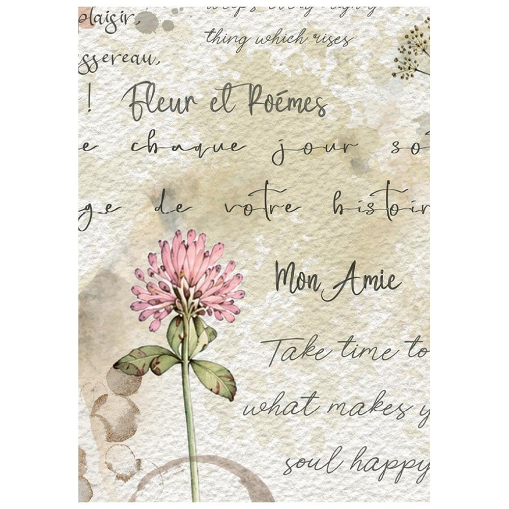 Printed Mini Rice Paper A6 8 Sheets For Art And Craft - Flowers And Poems