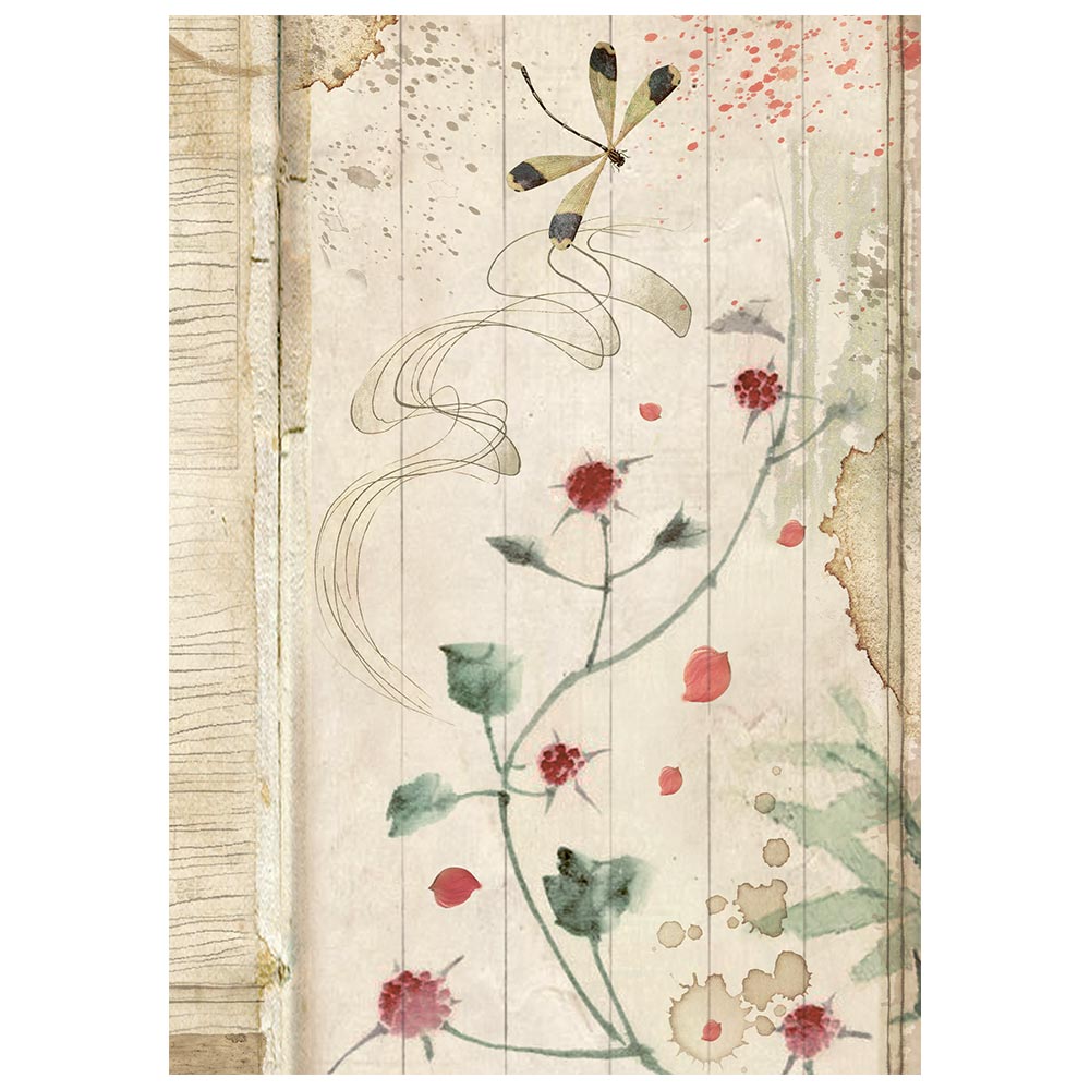 Printed 8 Rice Paper A6 Backgrounds Selection For Art And Craft - Oriental Garden