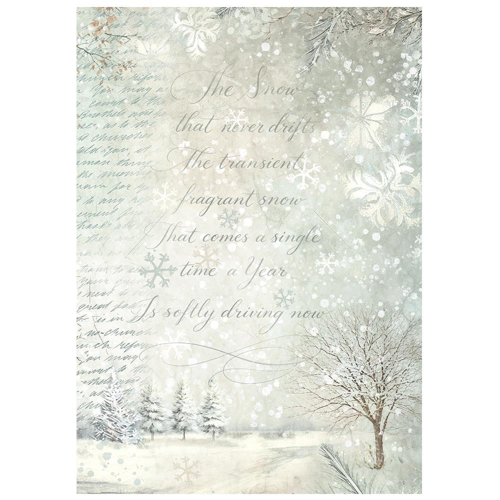 Printed 8 Rice Paper A6 Backgrounds Selection For Art And Craft - White Christmas