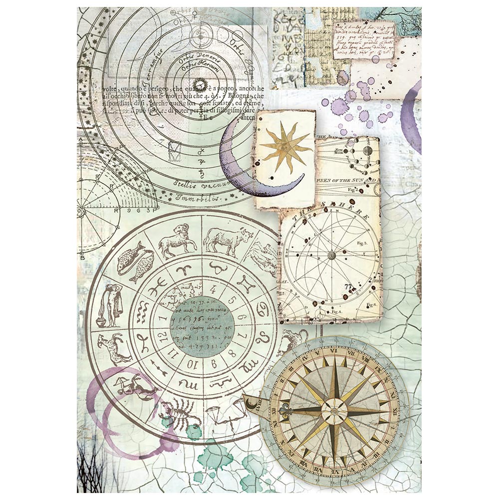 Printed 8 Rice Paper A6 Backgrounds Selection For Art And Craft - Cosmos
