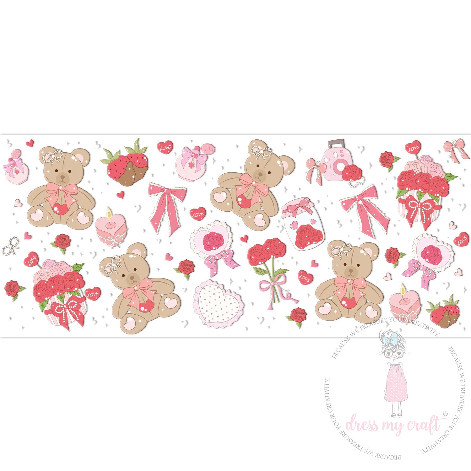 Dress My Craft - Stick N Peel Stickers - Sweetheart Teddy Bloom