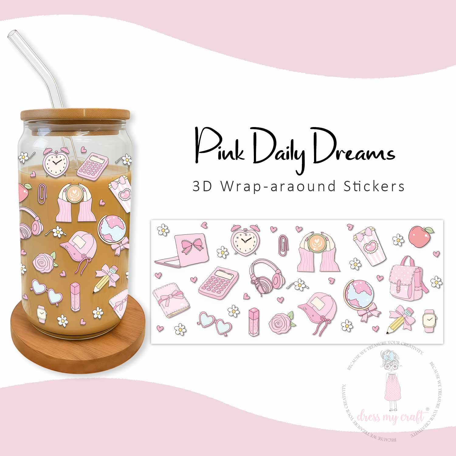 Dress My Craft - Stick N Peel Stickers - Pink Daily Dreams