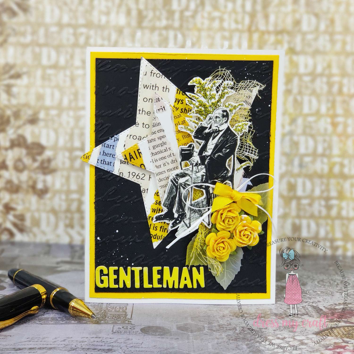 Dress My Craft - Vintage Script Pattern - Embossing Folder