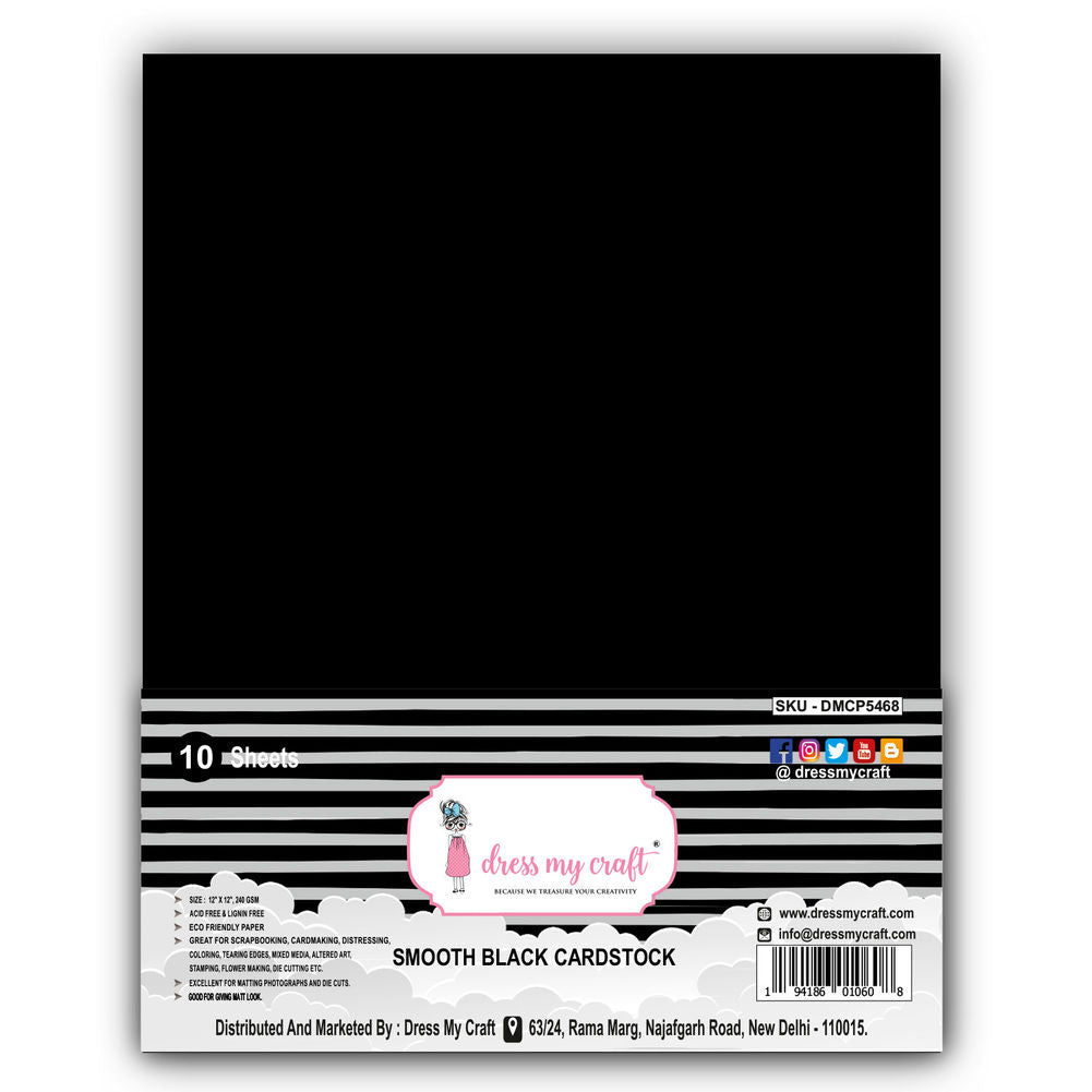 Dress My Craft - Smooth Black Cardstock - A4