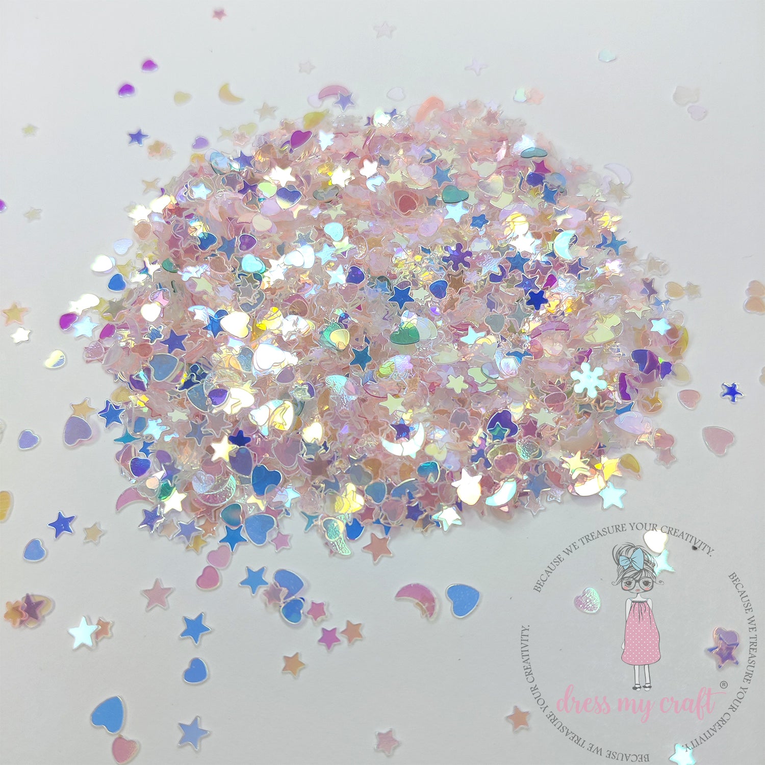 Dress My Craft - Pink Star & Heart Mix Sequins