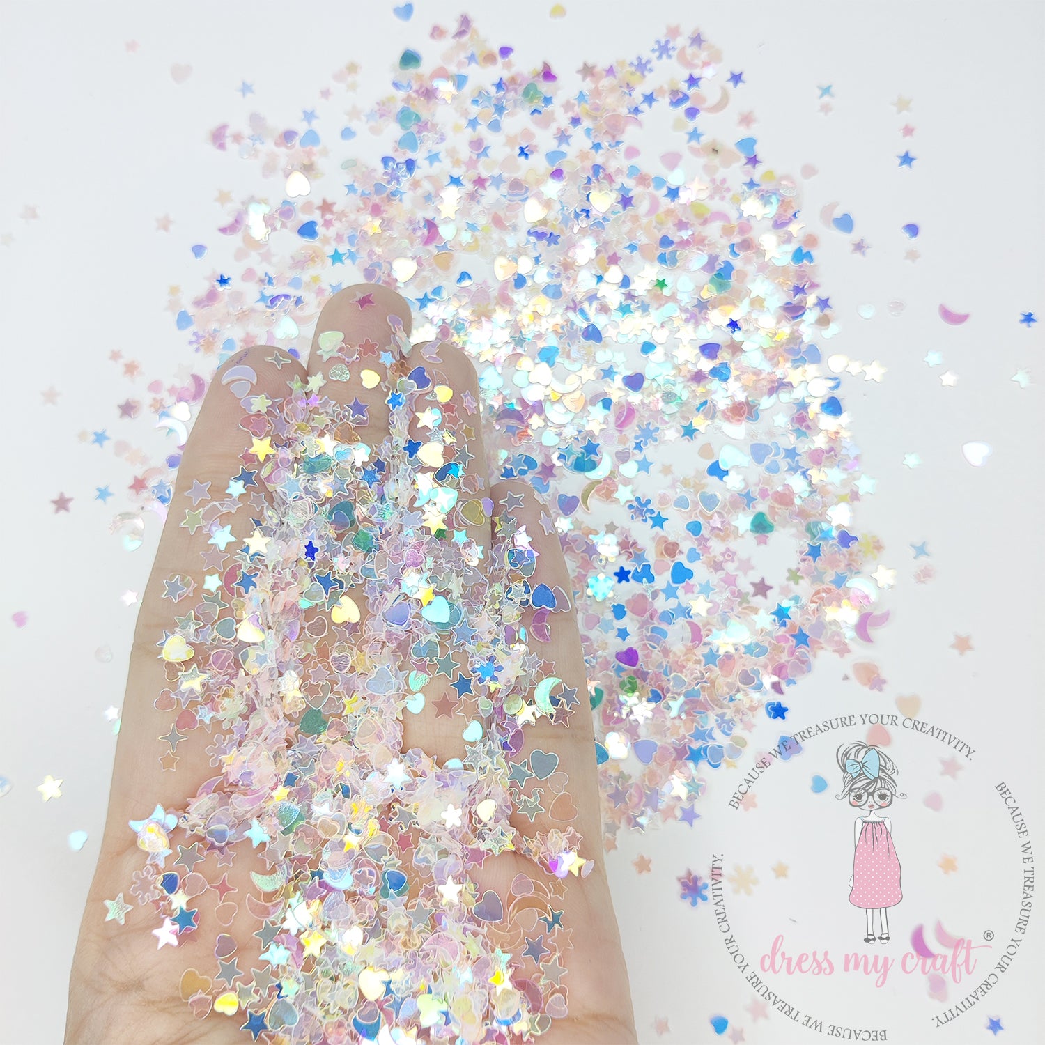 Dress My Craft - Pink Star & Heart Mix Sequins