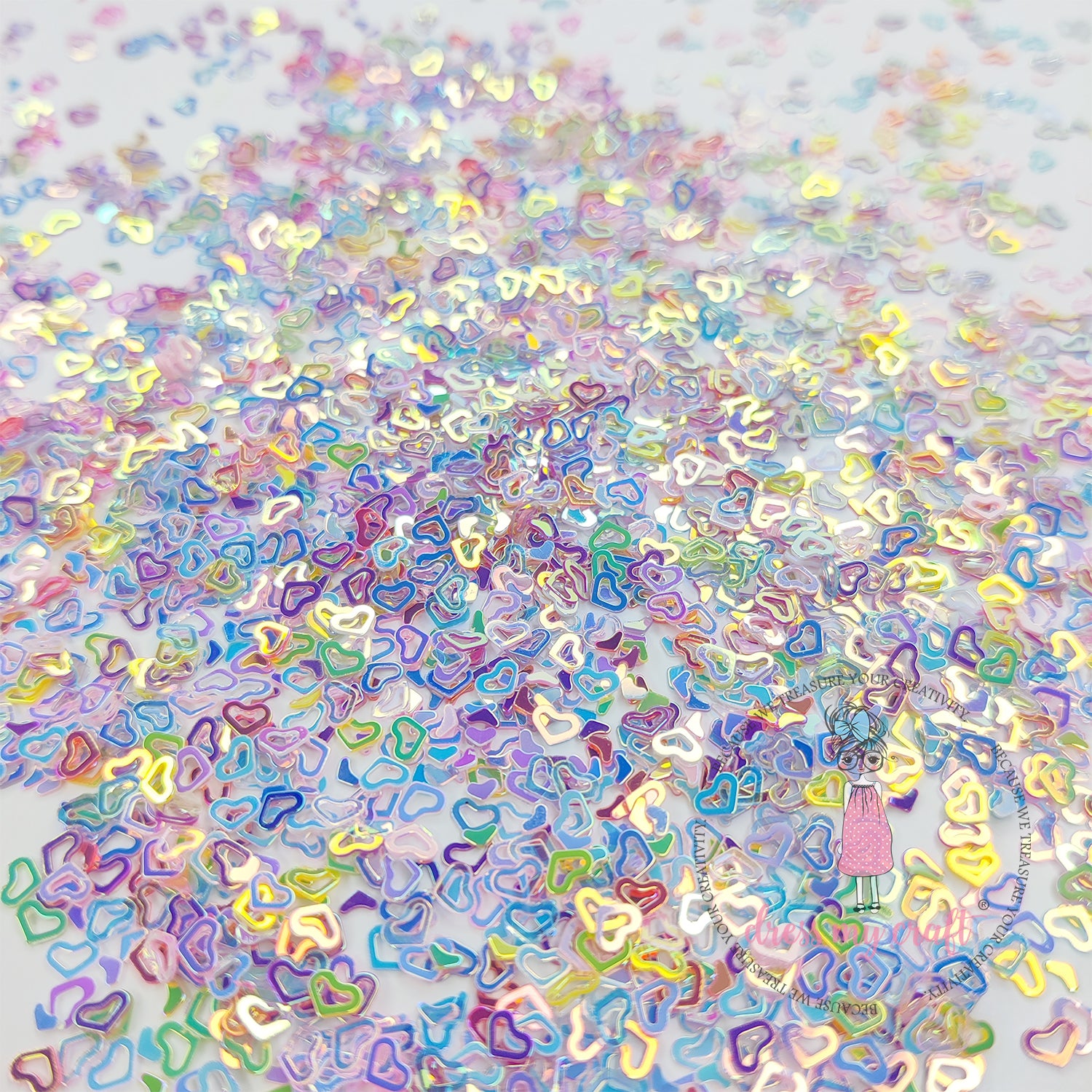Dress My Craft - Holographic Rainbow Heart Sequins