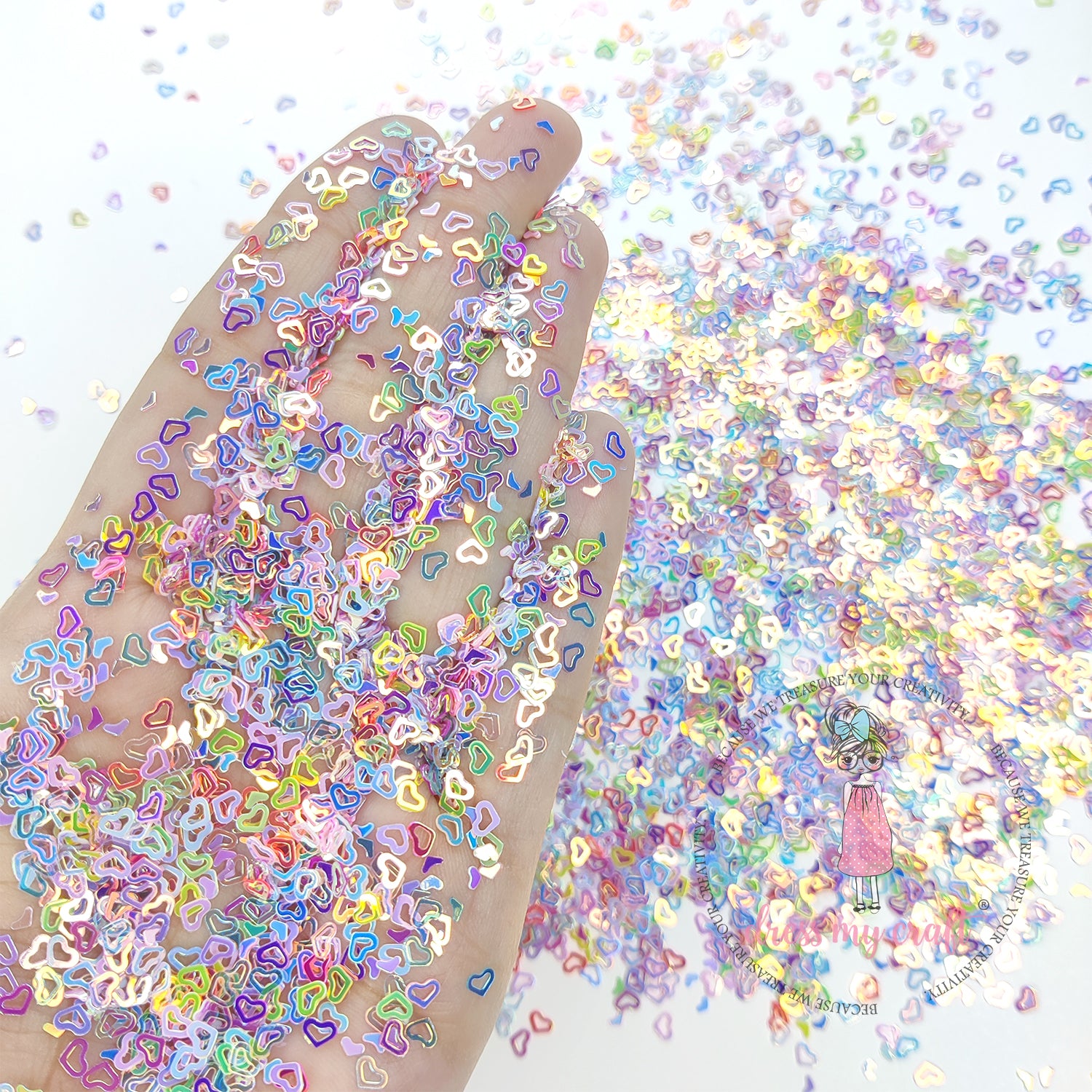Dress My Craft - Holographic Rainbow Heart Sequins