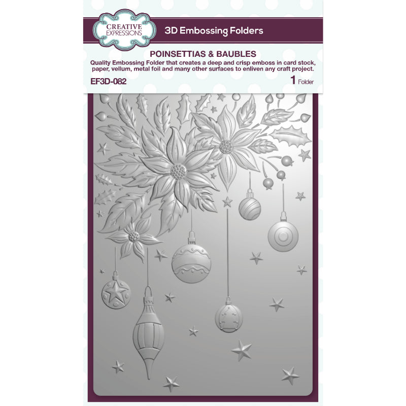 Creative Expressions Poinsettias & Baubles 5 in x 7 in 3D Embossing Folder