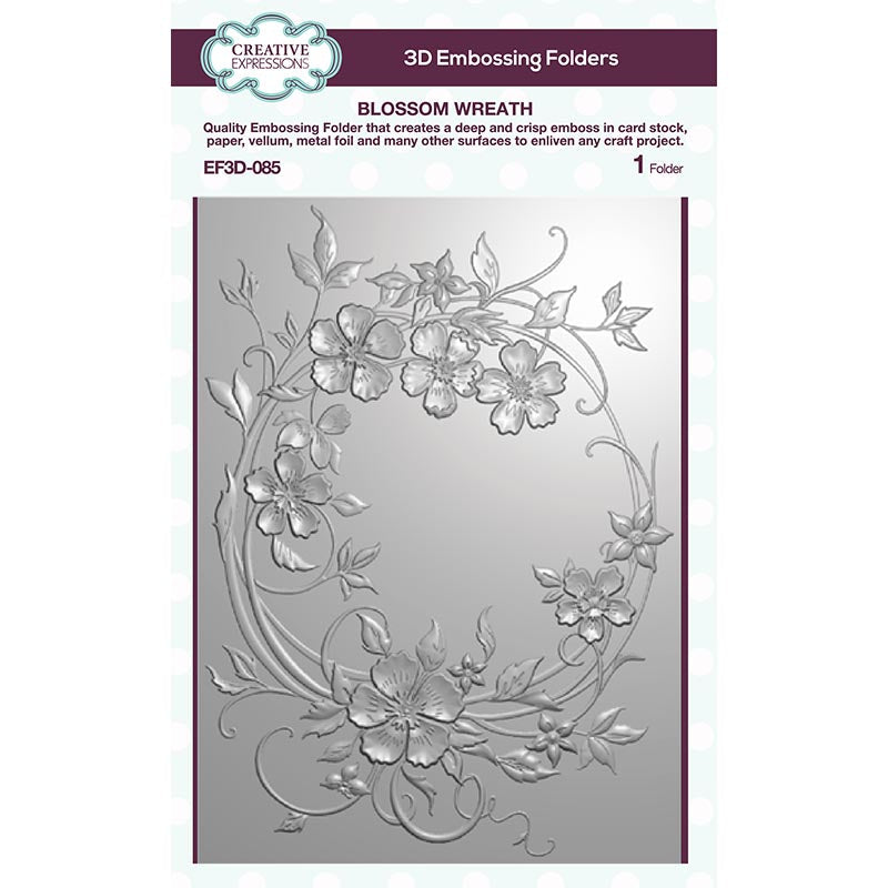 Creative Expressions Blossom Wreath 5 in x 7 in 3D Embossing Folder