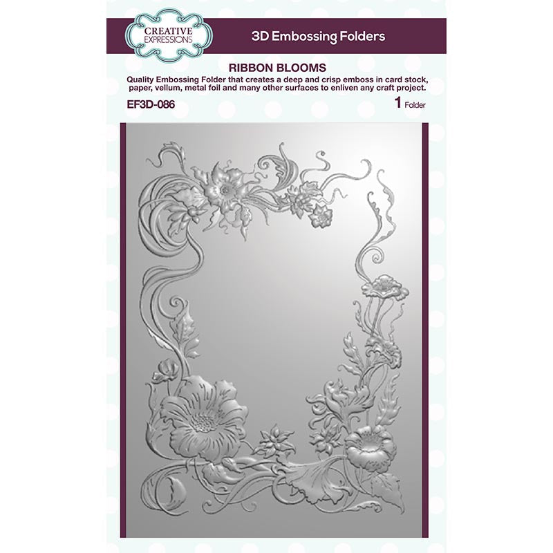 Creative Expressions Ribbon Blooms 5 in x 7 in 3D Embossing Folder