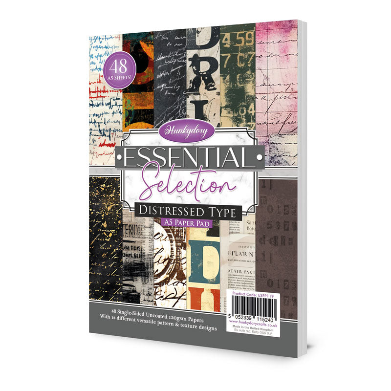 Hunkydory Essential Selection Paper Pad - Distressed Type