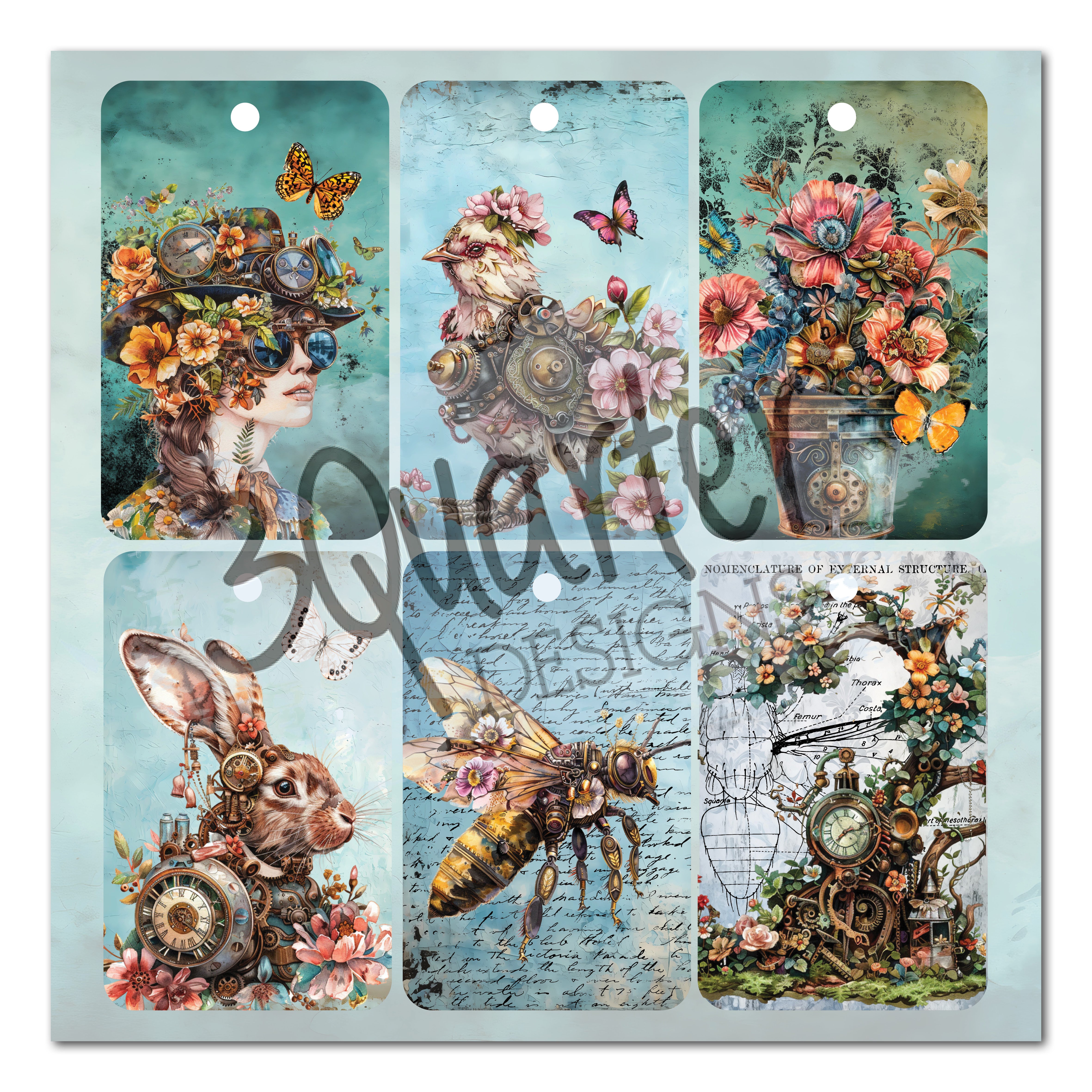 3Quarter Designs Floral Mechanica 8x8 Paper Pack & Diecuts Set
