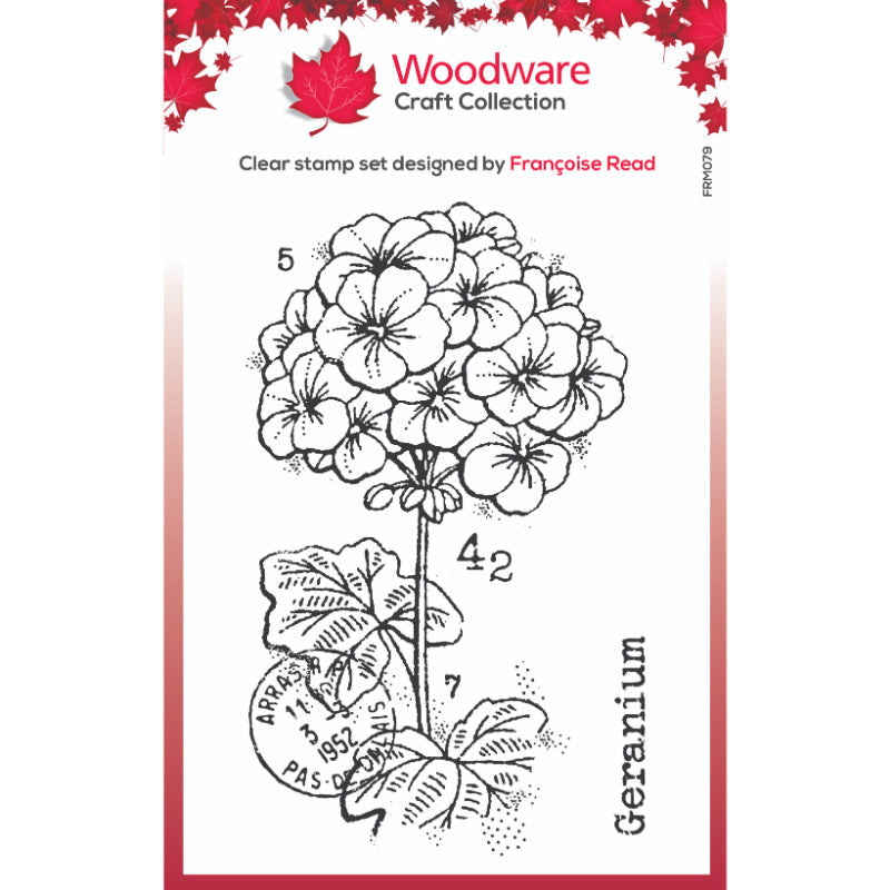Woodware Clear Singles Mini Geranium 3 in x 4 in Stamp Set