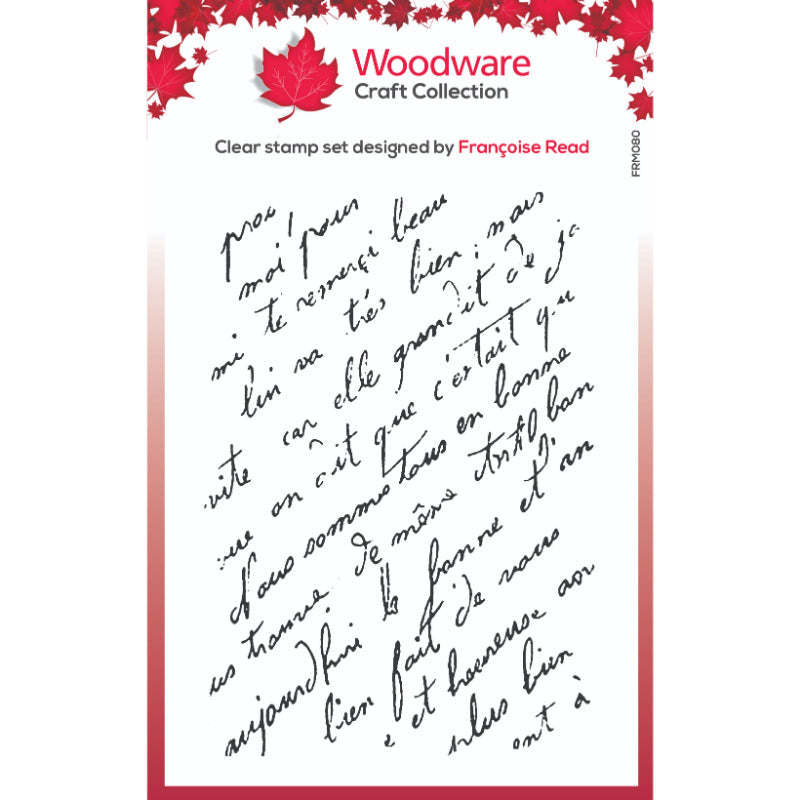 Woodware Clear Singles French Script 3 in x 4 in Stamp Set