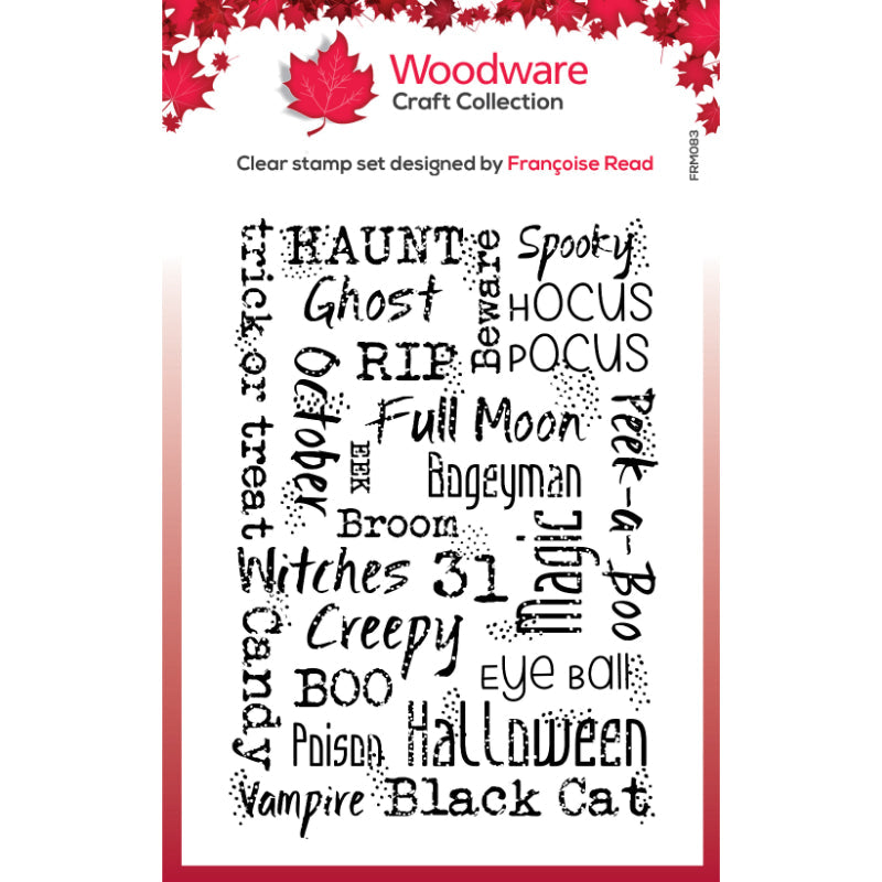 Woodware Clear Singles Mini Halloween Background 3 in x 4 in Stamp Set