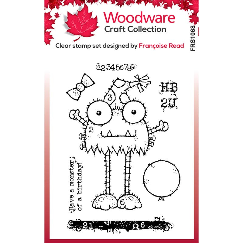 Woodware Clear Singles Birthday Monster 4 in x 6 in Stamp Set