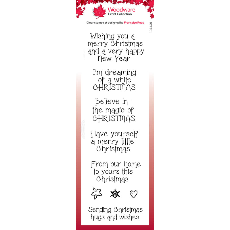 Woodware Clear Singles Magical Christmas Greetings 8 in x 2.6 in Stamp Set