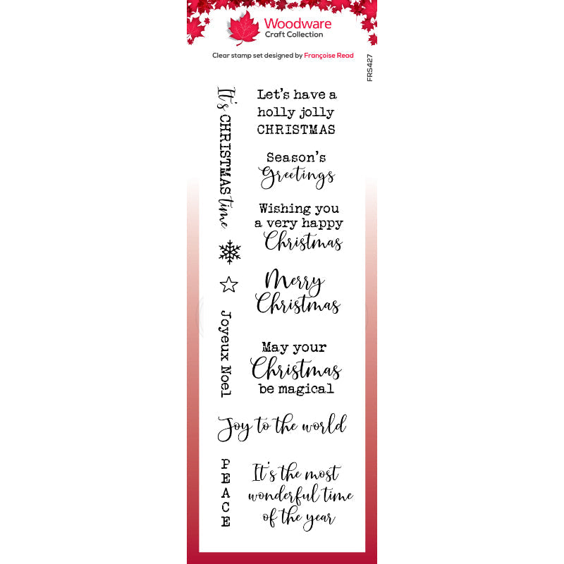 Woodware Clear Singles Christmas Celebrations 8 in x 2.6 in Stamp Set