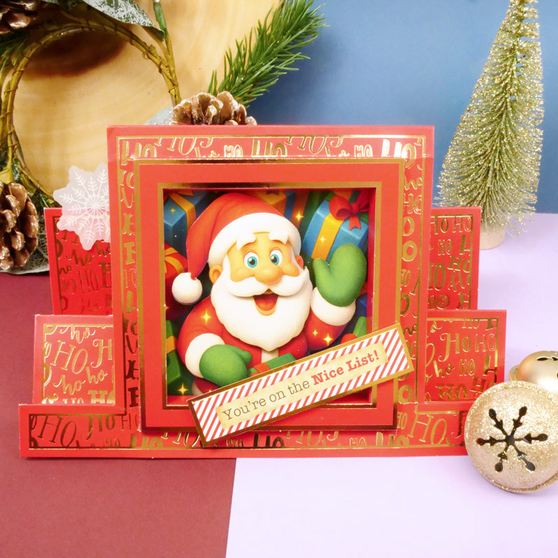 Festive Foiled Pattern Stepper Cards - Square Centrepiece