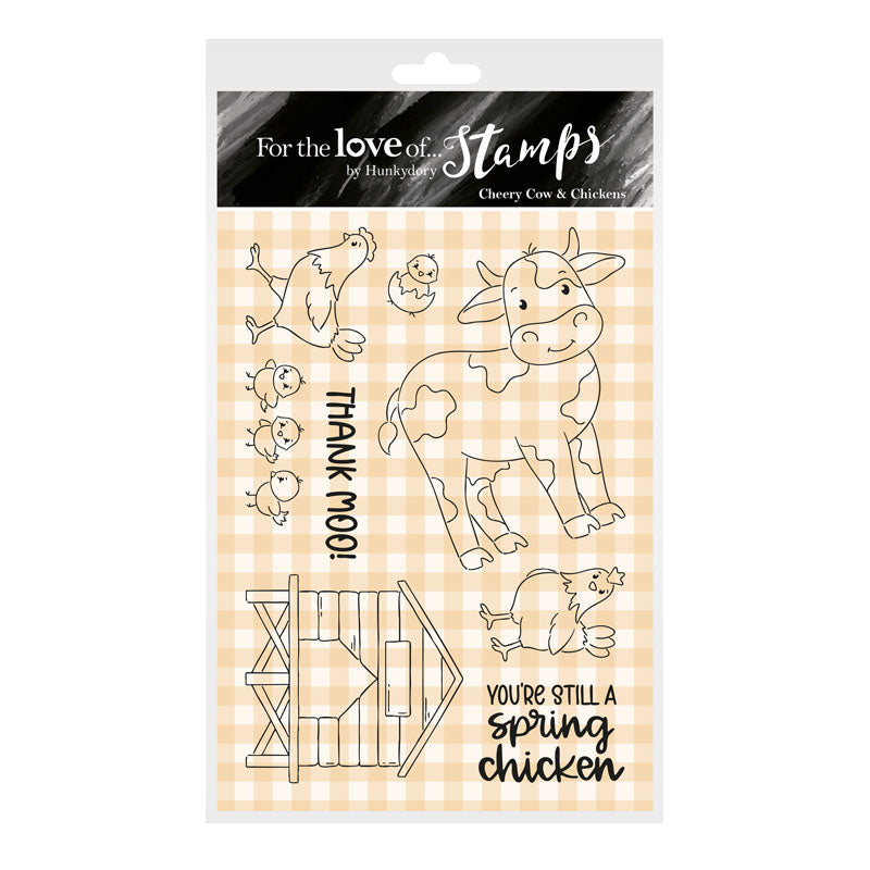 For the Love of Stamps - Cheery Cow & Chickens