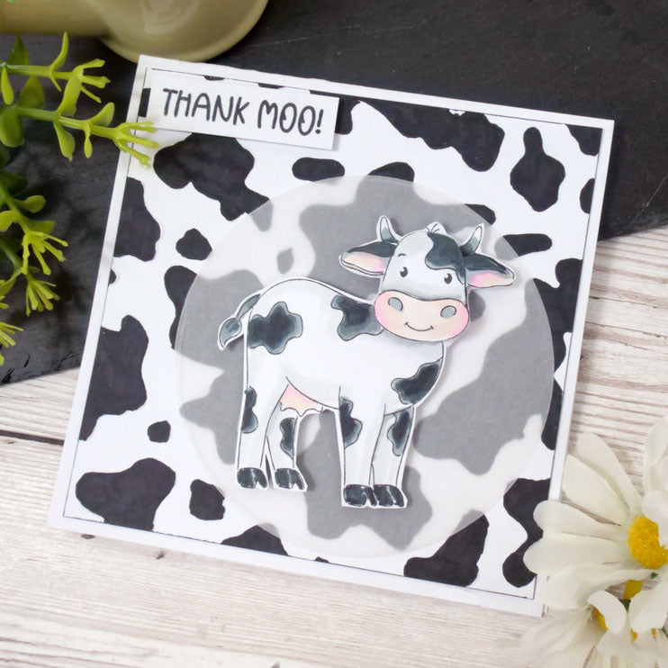 For the Love of Stamps - Cheery Cow & Chickens