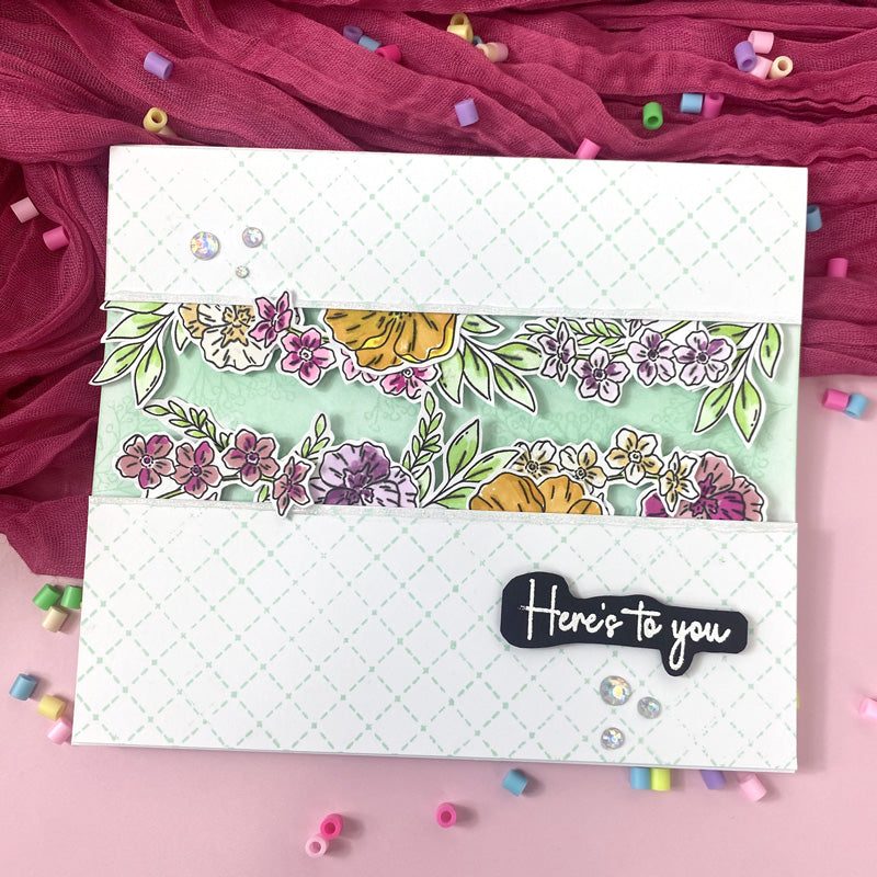 For the Love of Stamps - Stitched Trellis Background