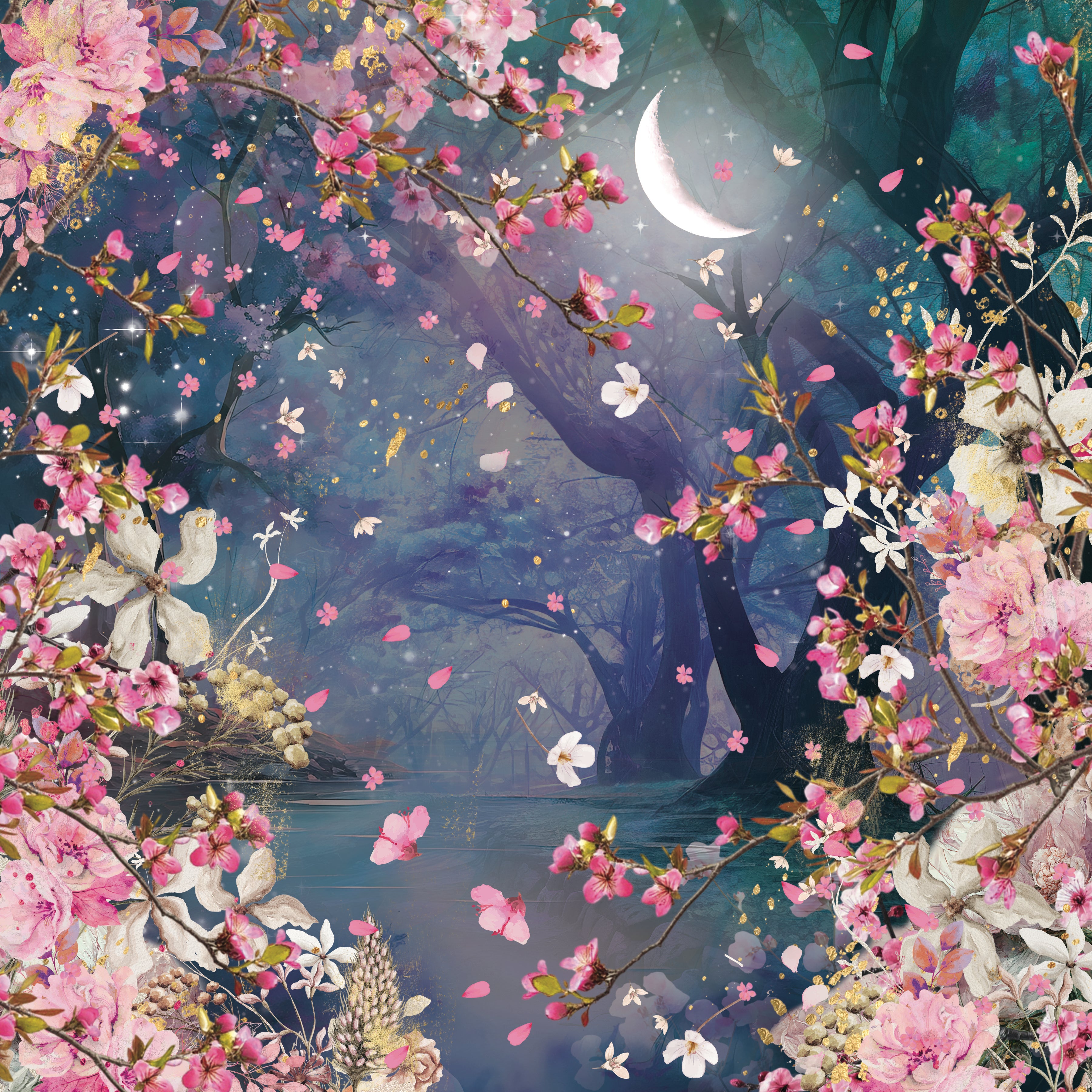 Natures Garden Lunar Blooms - 12”x12” Paper Pad