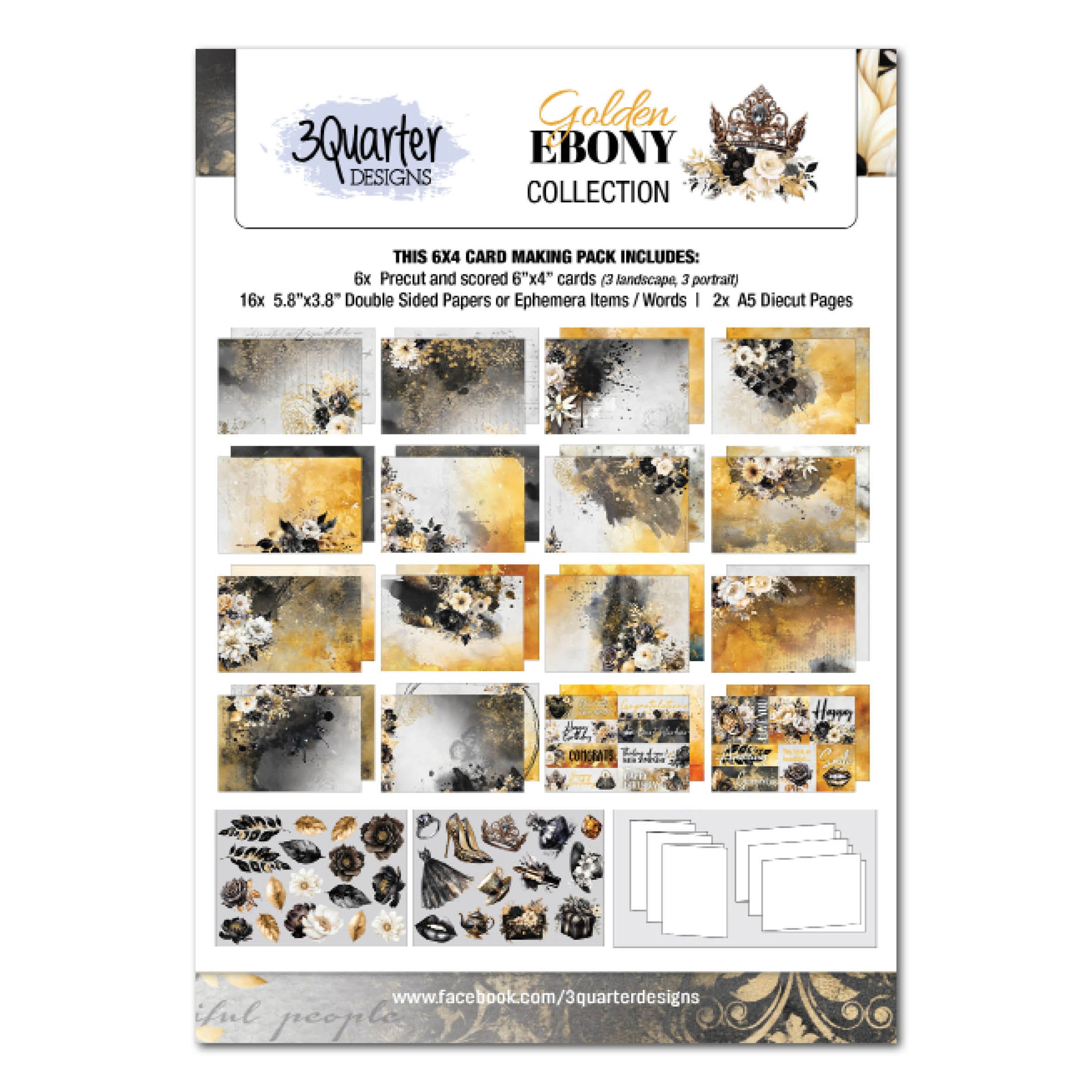 3Quarter Designs Golden Ebony 6x4 Card Pack