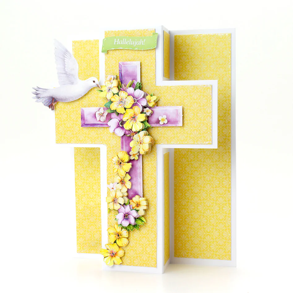 Die Cut Decoupage – Lilac Floral Cross (pack of 3)