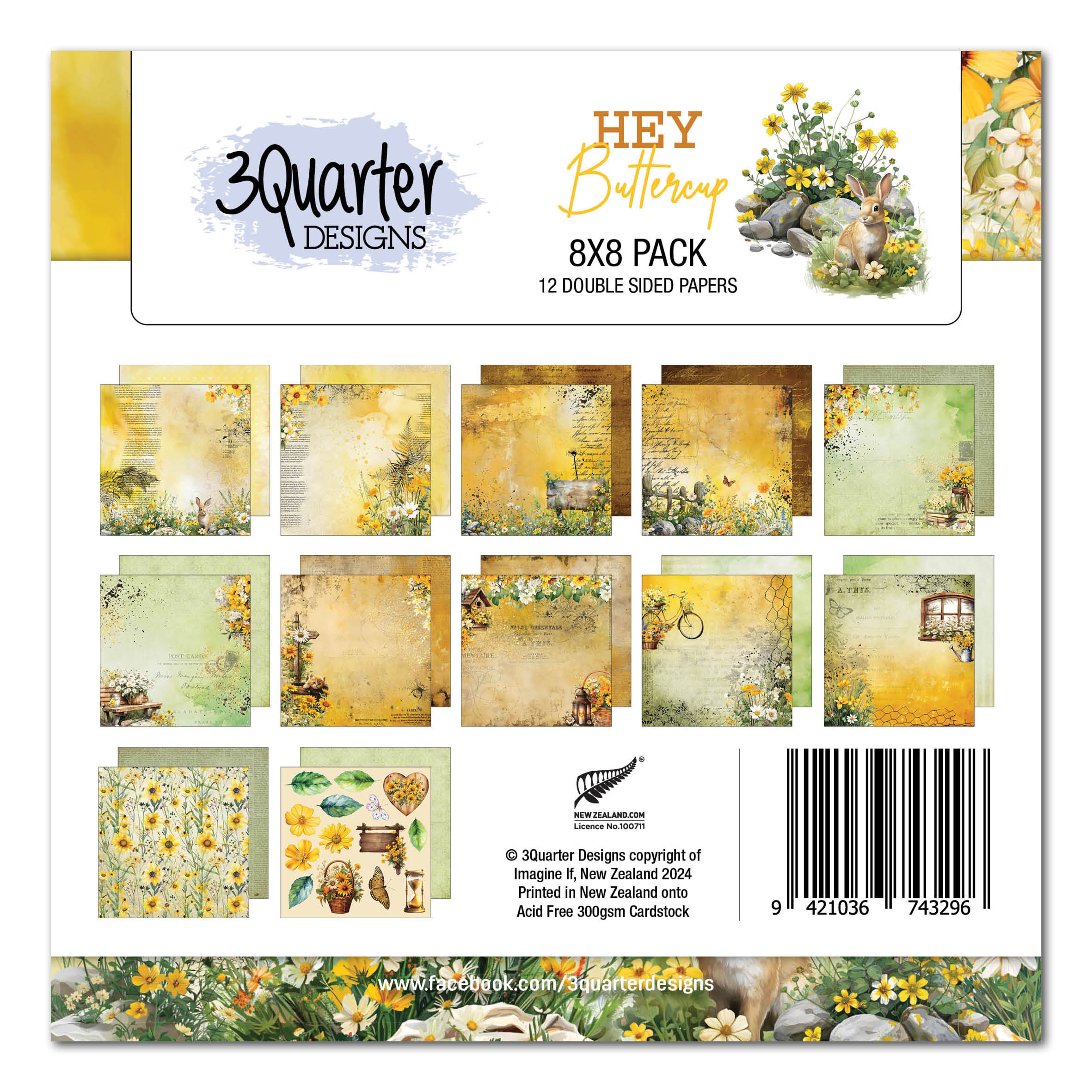 3Quarter Designs Hey Buttercup 8x8 Paper Pack