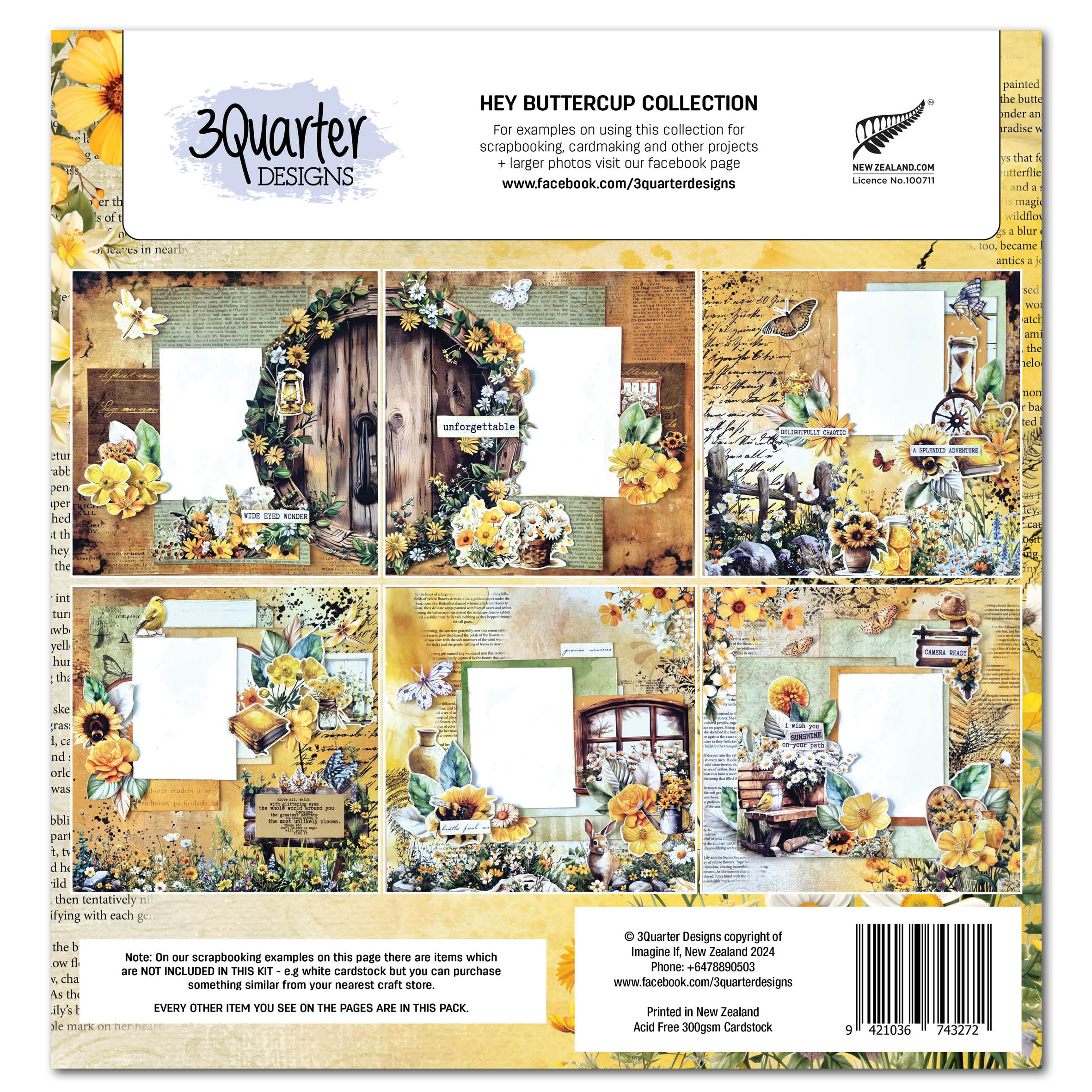 3Quarter Designs Hey Buttercup 12x12 Design Paper & Diecuts Set