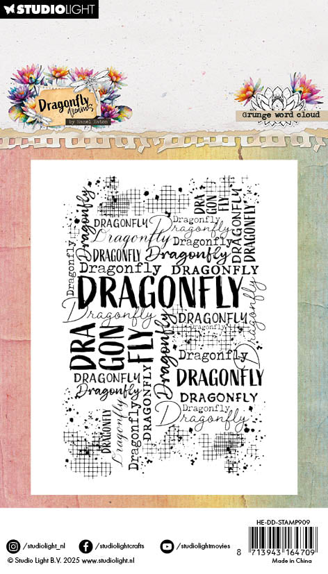 HE Clear Stamp Grunge Word Cloud Dragonfly Dreams 62x93x3mm 1 Pieces