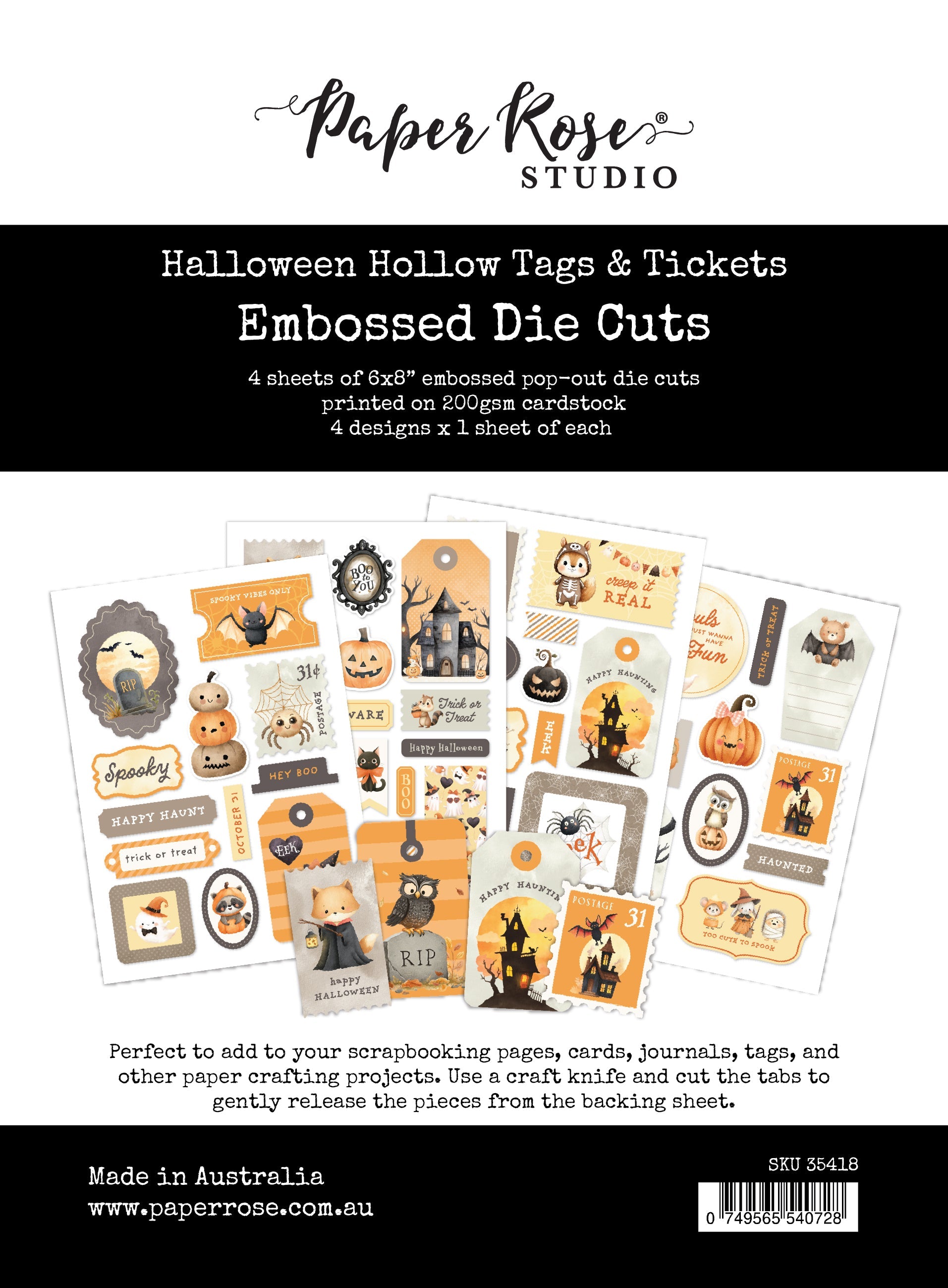 Halloween Hollow Tags & Tickets Embossed Die Cuts 35418