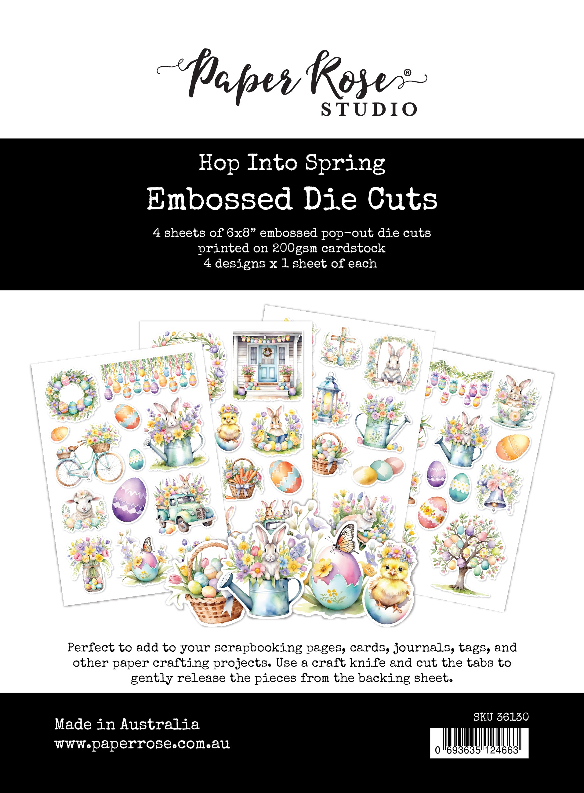 Hop Into Spring 6 x 8" Embossed Die Cuts 36130