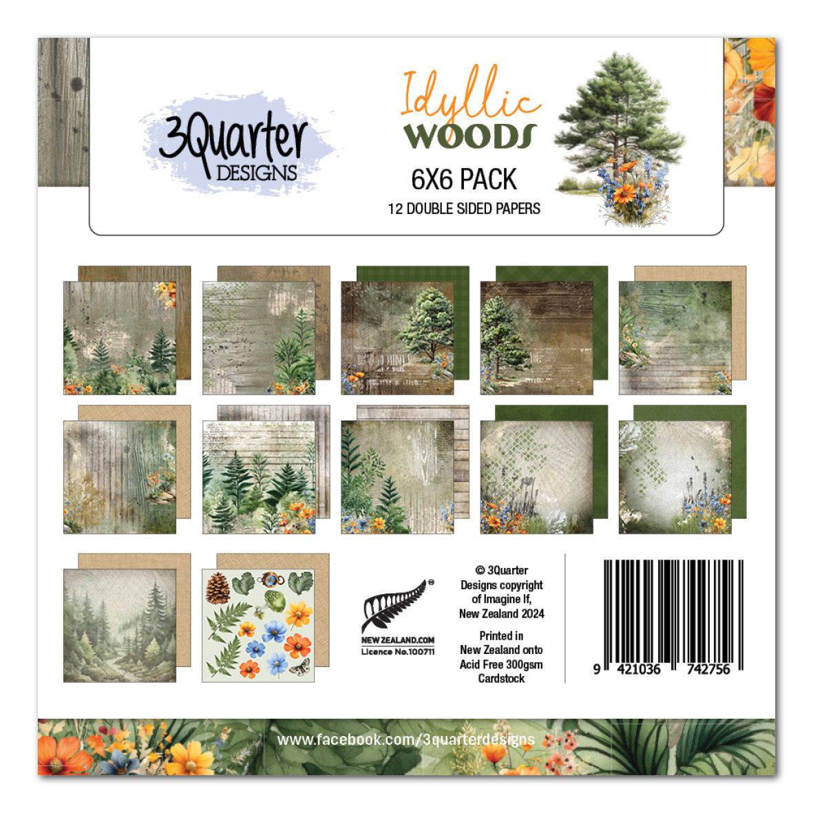 3Quarter Designs Idyllic Woods 6x6 Paper Pack