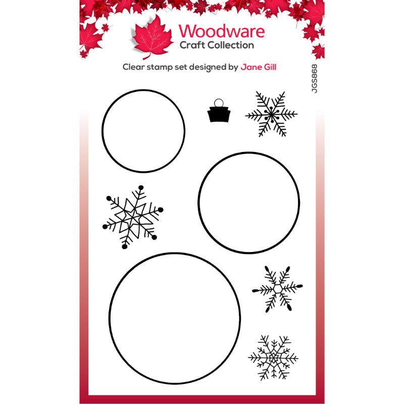 Woodware Clear Singles Paintable Baubles Circles 4 in x 6 in Stamp Set