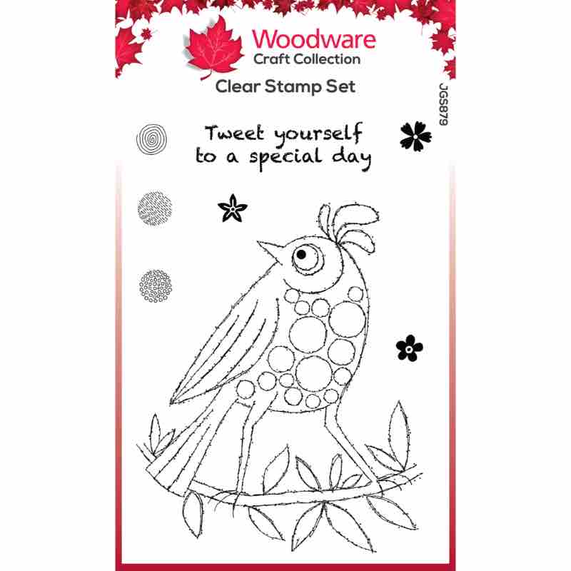 Woodware Clear Singles Bubble Birds Simone 4 in x 6 in Stamp Set