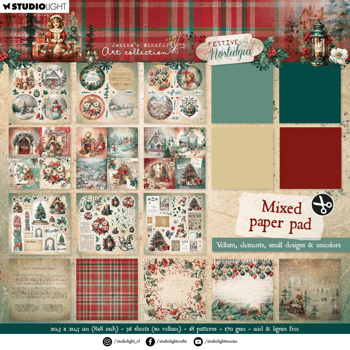 JMA Mixed Paper Pad Vellum, Unicolor & Elements Festive Nostalgia 36 SH