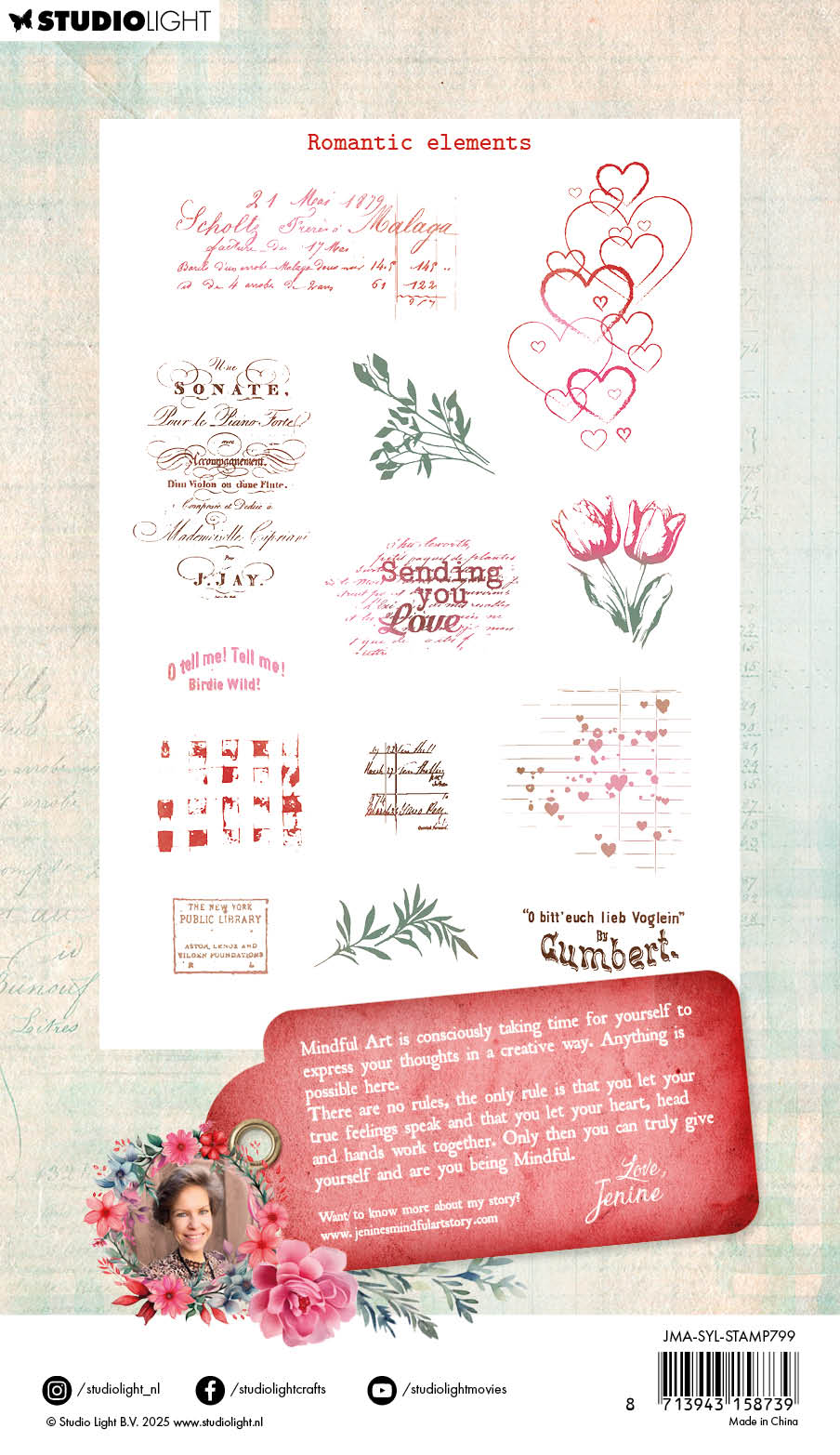 JMA Clear Stamps Romantic Elements Sending You Love 13 PC