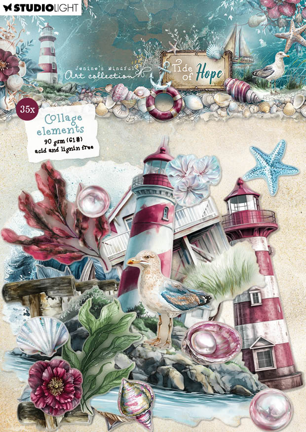 JMA Paper Elements 35 Collage Elements Tide of Hope 35 Pieces