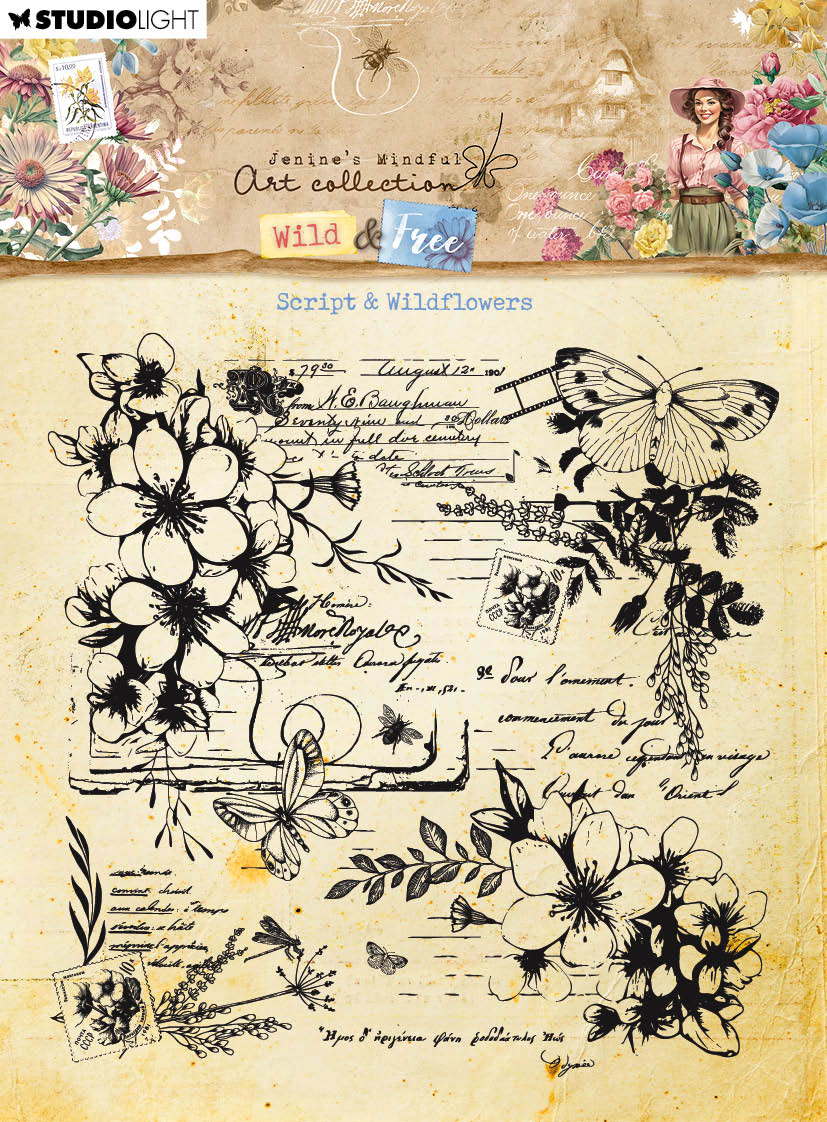 JMA Clear Stamp Script & Wildflowers Wild & Free 1 PC