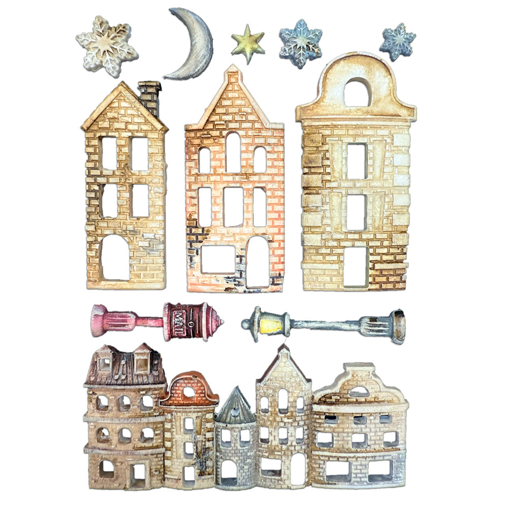 Silicon Mould Designs A5 For Art And Craft - Christmas Village