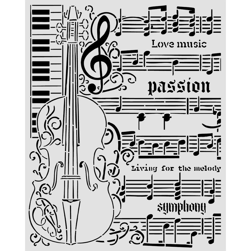 Cut Laser Stencil For Art And Craft cm 20x25 - Symphony Violin  (SINGLE NOT 3PK)