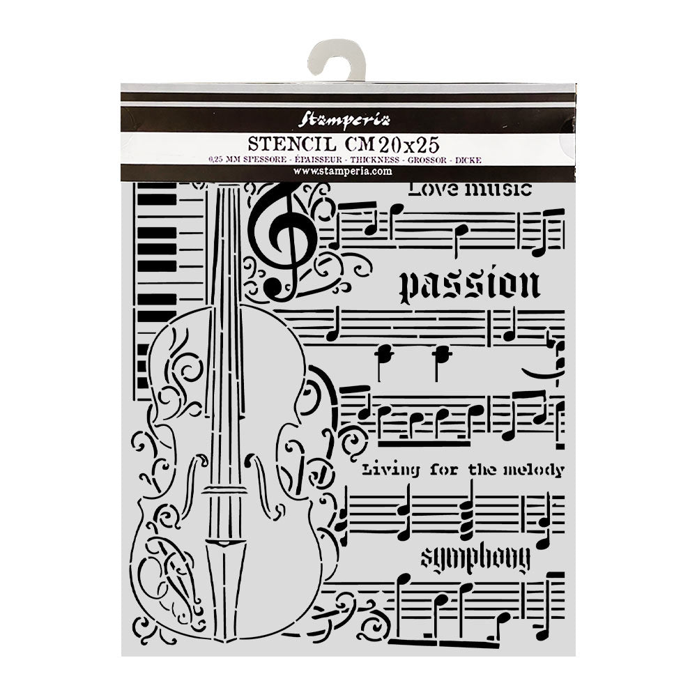 Cut Laser Stencil For Art And Craft cm 20x25 - Symphony Violin  (SINGLE NOT 3PK)