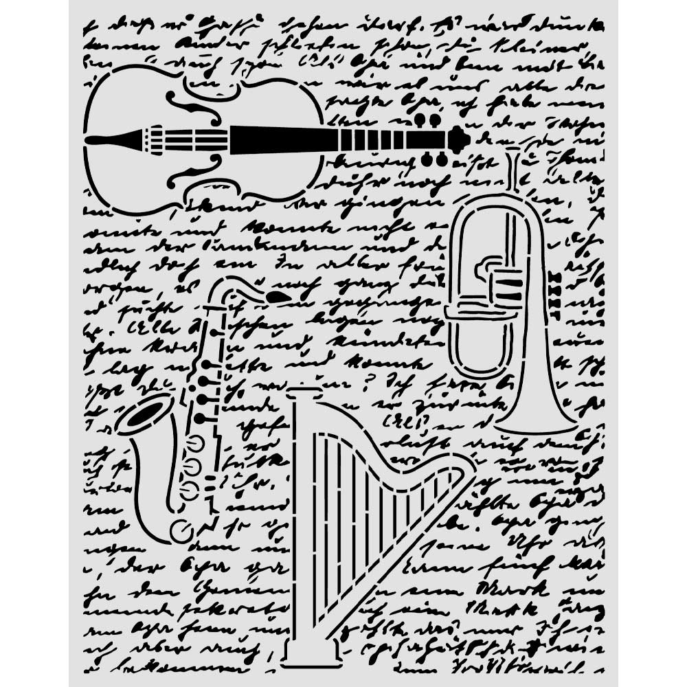 Cut Laser Stencil For Art And Craft cm 20x25 - Symphony Violin, Trumpet, Harp  (SINGLE NOT 3PK)