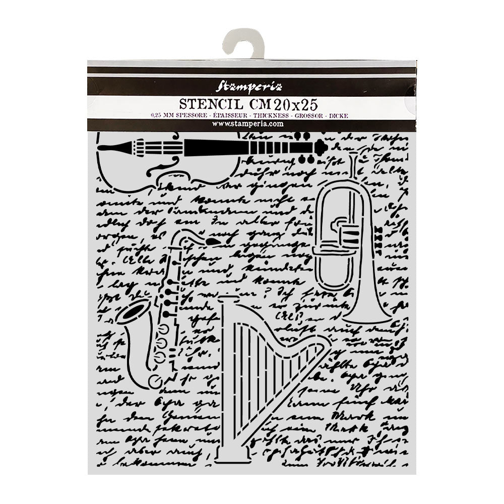 Cut Laser Stencil For Art And Craft cm 20x25 - Symphony Violin, Trumpet, Harp  (SINGLE NOT 3PK)